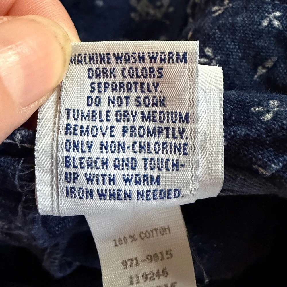OshKosh Corduroy Dress Kids 3T Blue Vintage 90s Floral Ruffle Made in USA